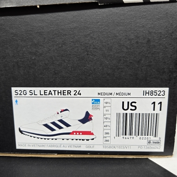 New adidas S2G 24 Leather Spikeless Golf White Navy Red Men\'s Shoes Size 11